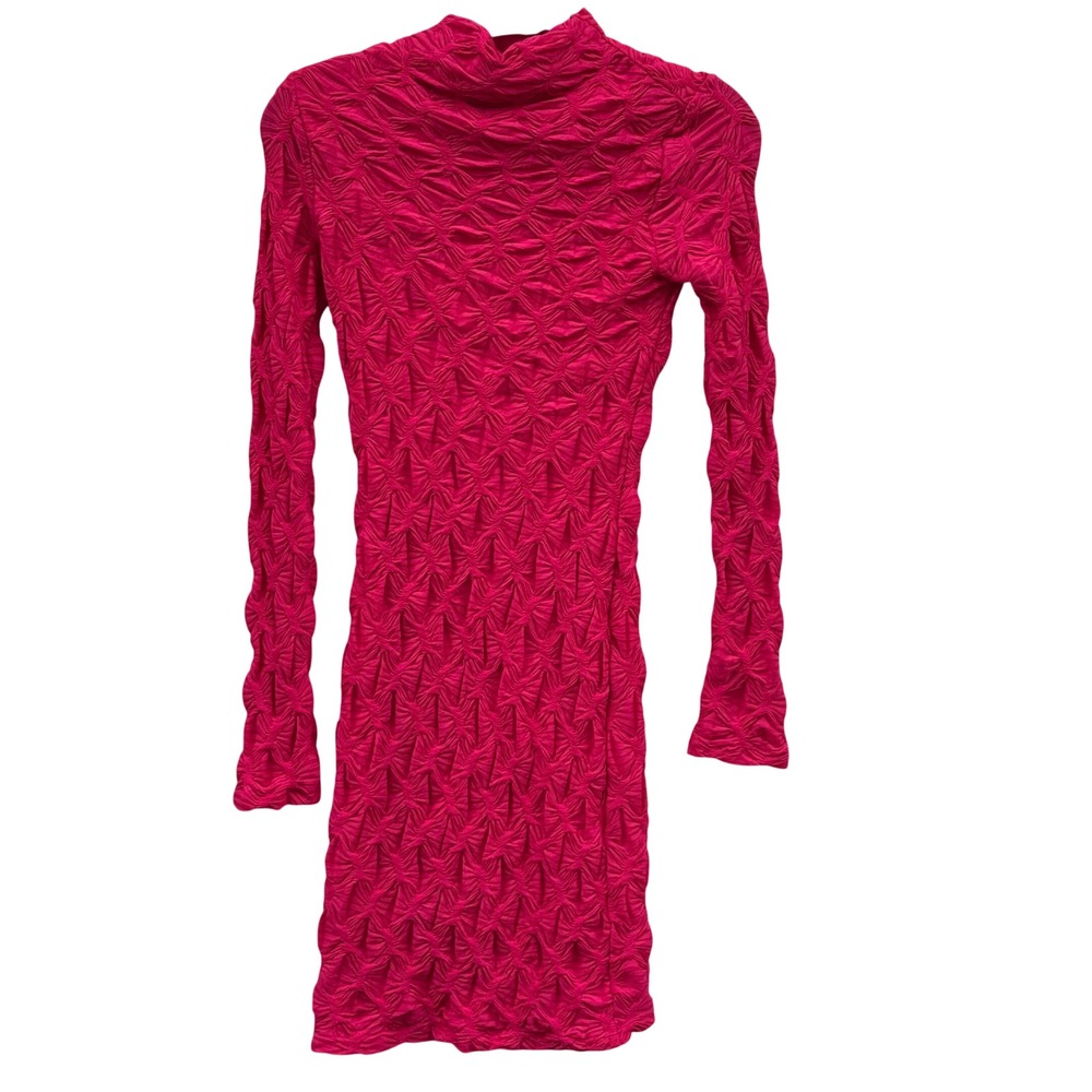 Maeve Anthropologie Long Sleeve Scrunch Dress XS Pink Excellent Textured Mini
